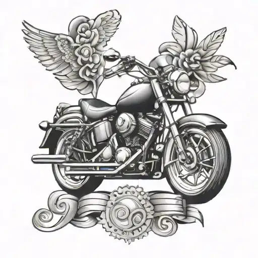 Motorcycle And Music With Details Of Musical Notes