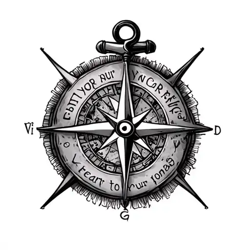Pirates Of The Caribian Compass Map And Anchor With Text Let Your Heart Ve Your Compas