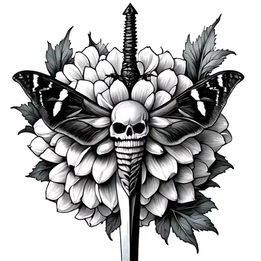 Dahlia Flower Death Moth Dagger