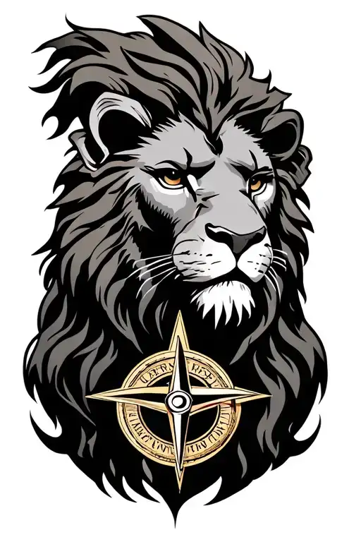 Lion Of Jericho With Cross And Compass