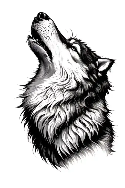 Semi Profile Realistic Howling Wolf