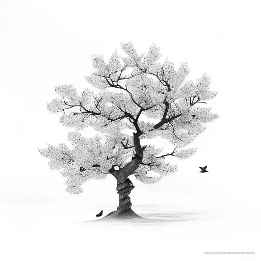 Sakura Tree And Birds