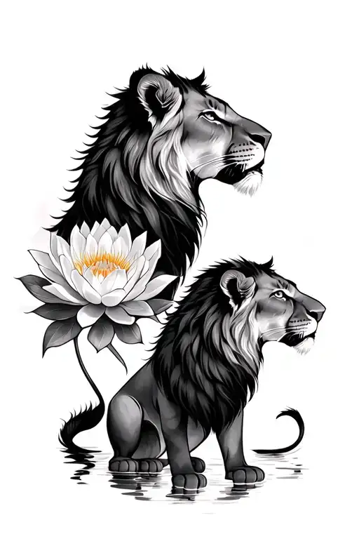 Lioness 2 Lionceaux Fleur De Lotus