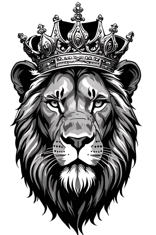 Lion Wearing A Crown Looking