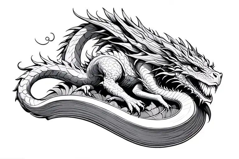 Book Mountain Dragon Fantasy Fine Line