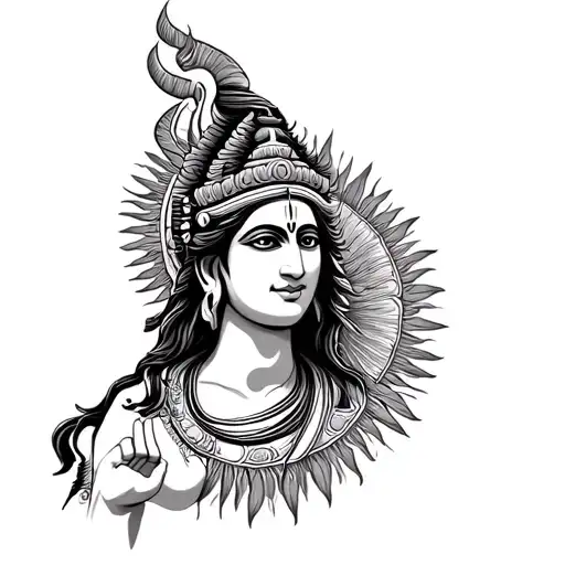 God Shiva And Sun Shining