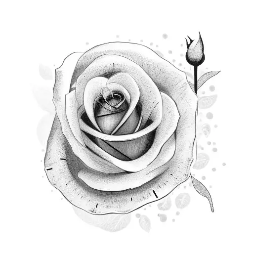 Clock With Rose Under A Roman Date