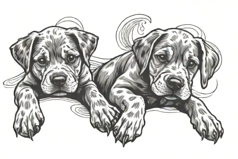 Dog Paws Connected Line Tattoo Design Inspired Tattoo Design
