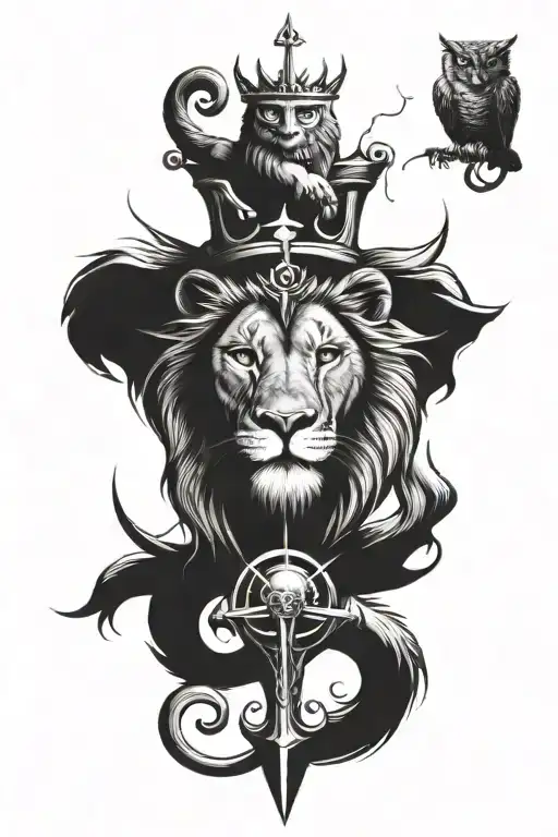 Lion Near Owl Near Anchors Near Scale Balanced