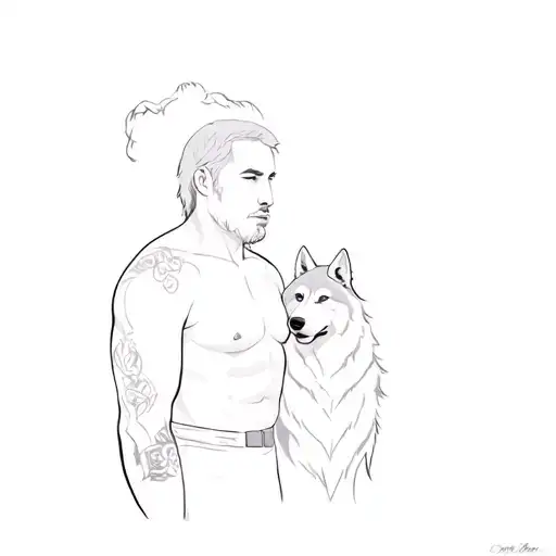 A Man And A Wolf