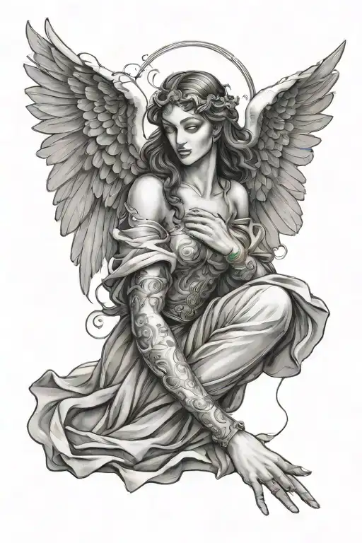 Sleeve Angel Tatto Design