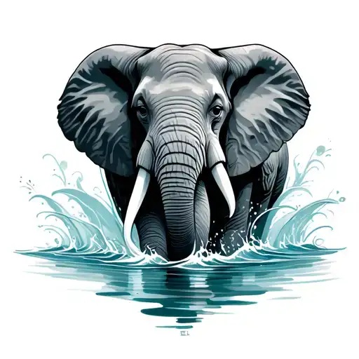 Elephant Head In Water