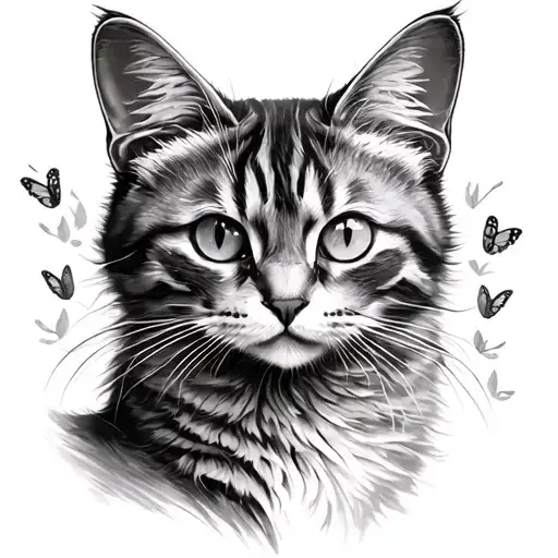 Cat And Butterfly