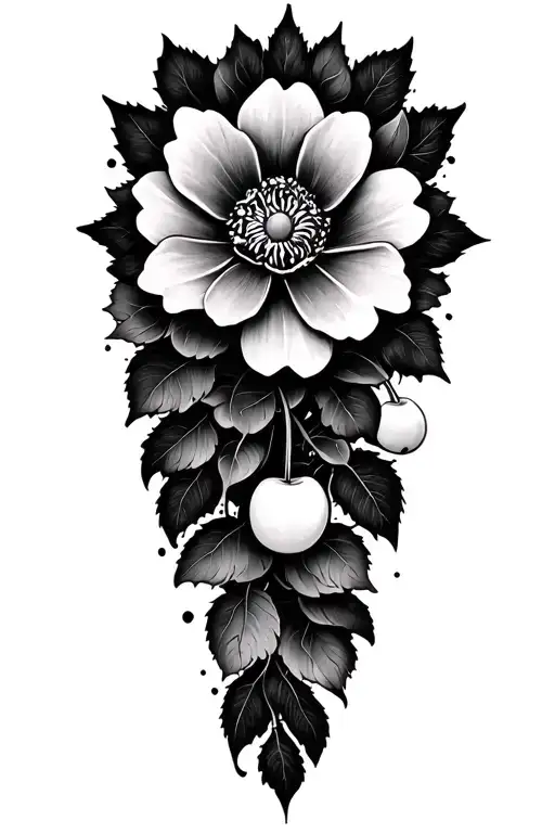 Mandala And Cherry Flower