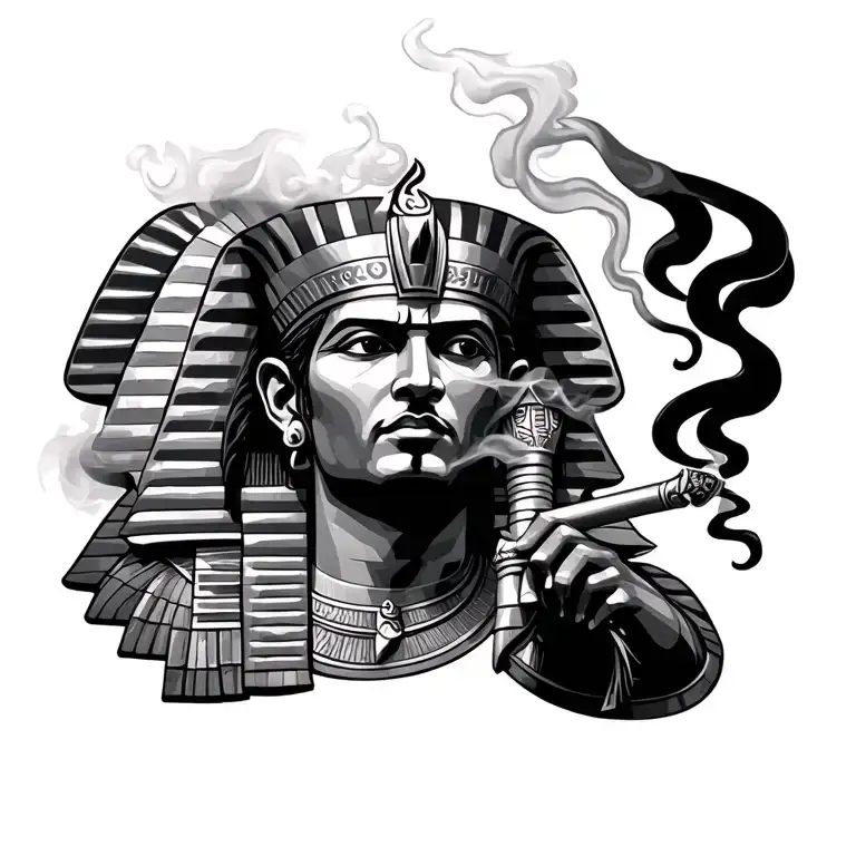 Egypt God Smoking Tattoo Design