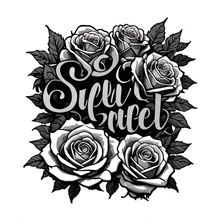 Text And Roses Intertwined