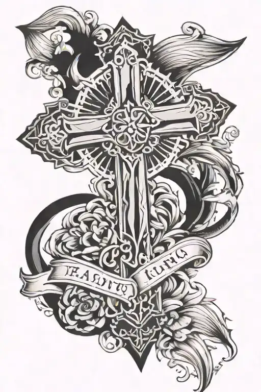 Forearm Cross Tattoo With Date