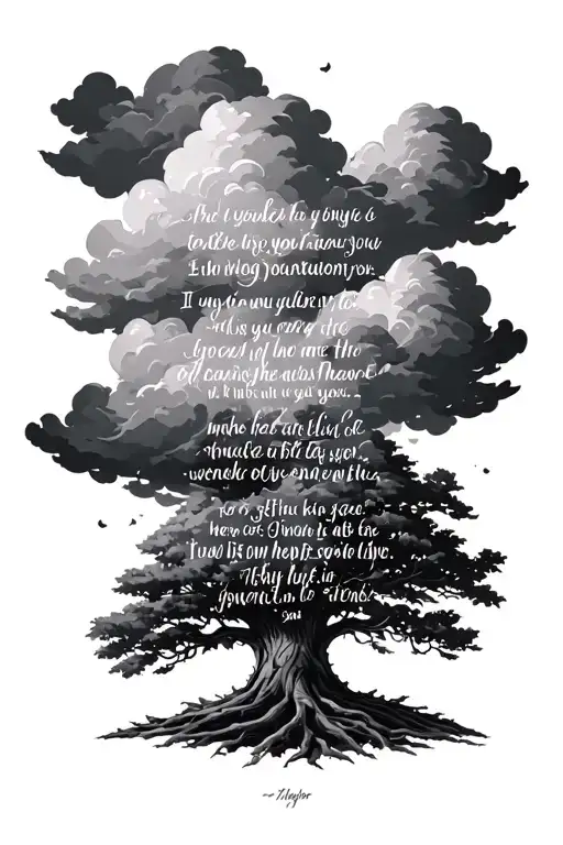 Bible Verse With Clouds Surrounding Tree Of Knowledge