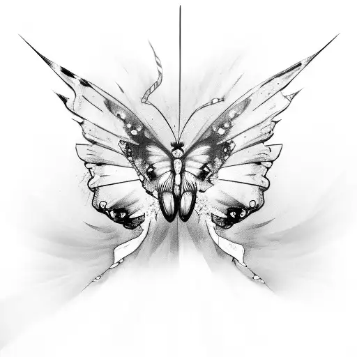 Butterfly With Her Wings Like Broken Glass And Eyes Which Seems Angry