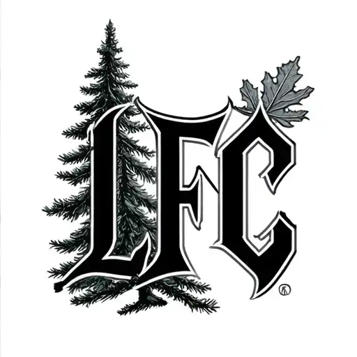 Cursive Letters Lfc Made To Look Like A Pine Tree Surrounded