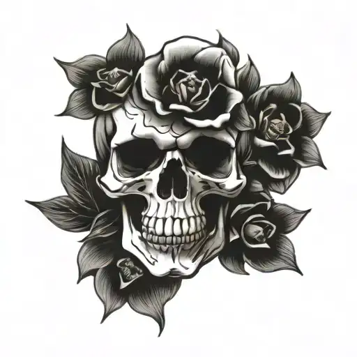 Skull With Flowers Growing Out Of The Skulls Eyes Only