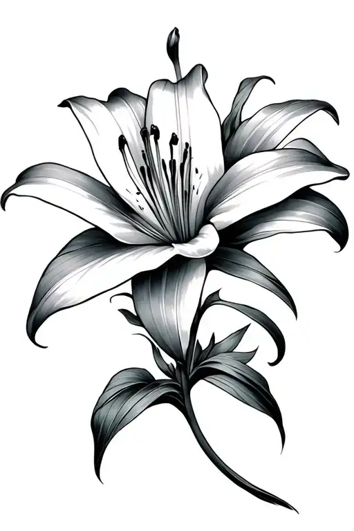 Lily Flower With Numerals Intertwined