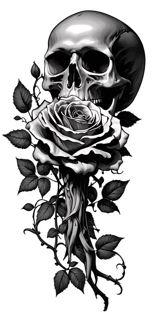Skull Roses Hands Vines