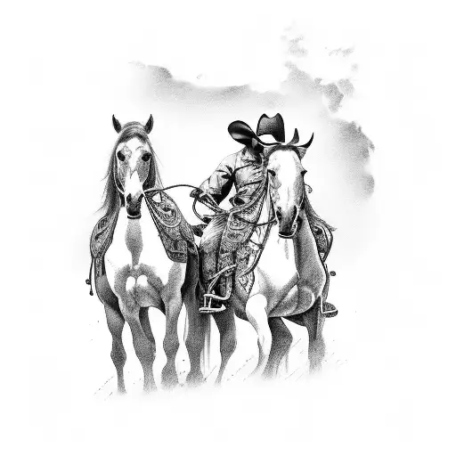 Cowboy And Horses