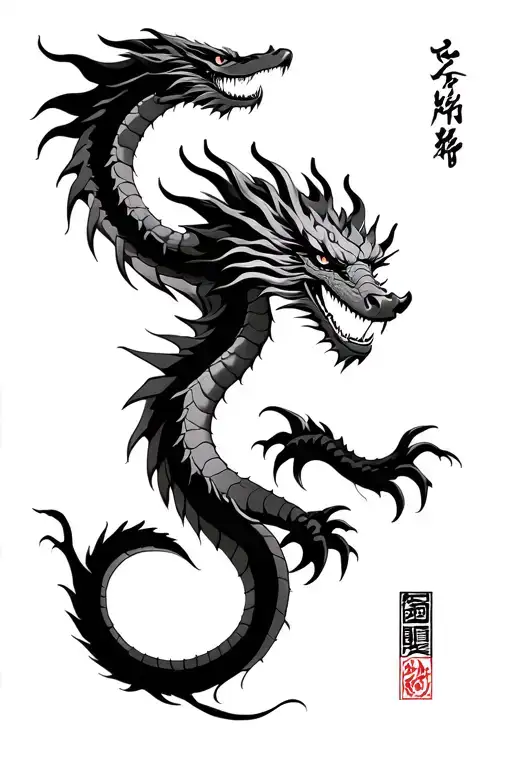 Big Dragon Japan Tattoo Design