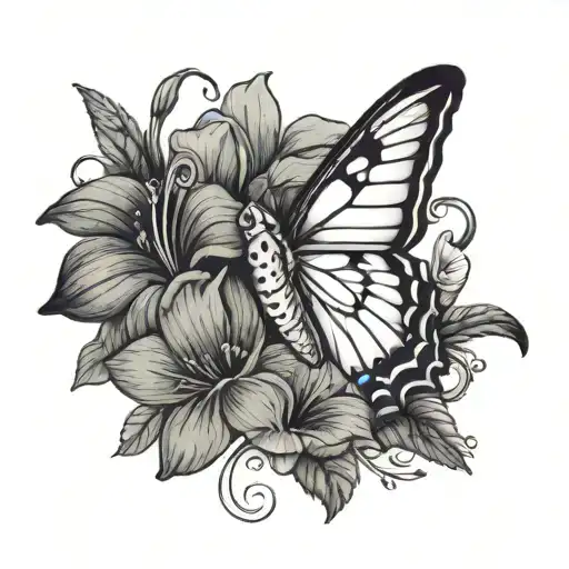 Butterfly With Petunias And A Humming Bird