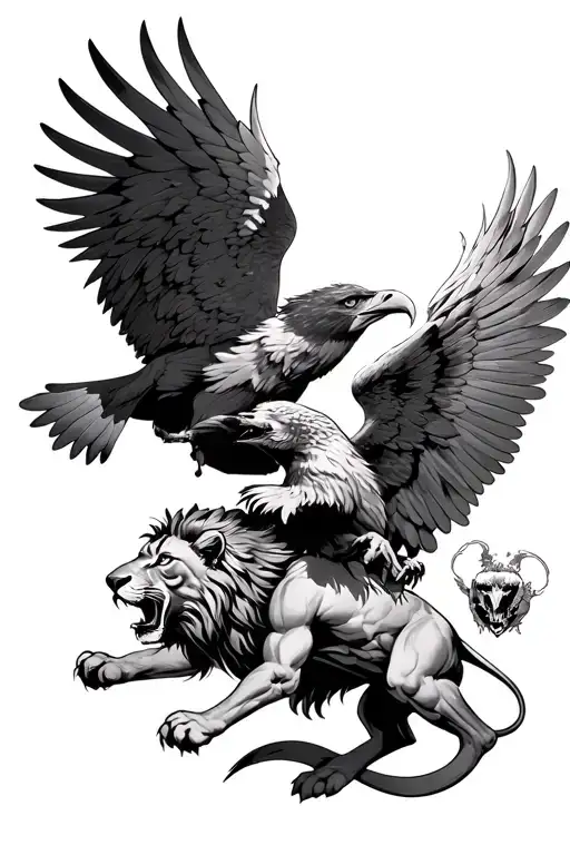 A Lion And An Eagle In A Fight Angels And Demons