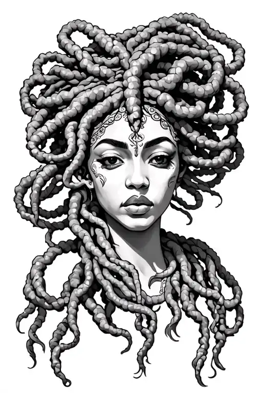 African Medusa With Dreadlocks