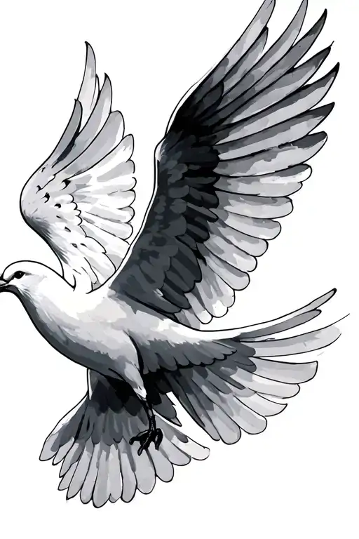 White Dove Tattoo Brushstroke Style