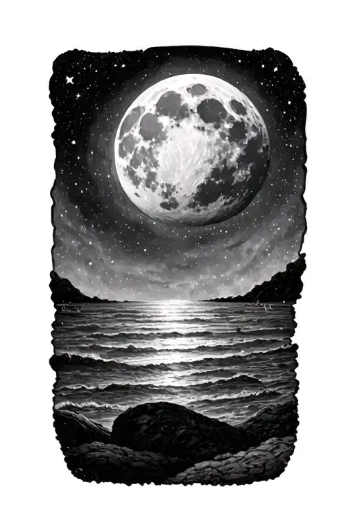 Cole Cobb Name Tattoo With A Night Moon Setting