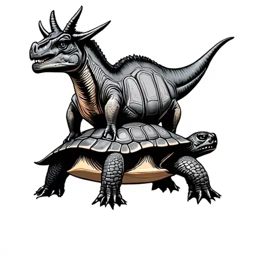 Triceratops Riding A Turtle