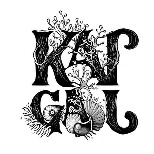 Karagatan Word And Shells Nearby And Corals