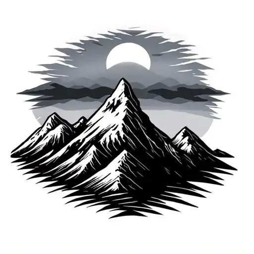 Mountain Range And Sun Rising Silhouette