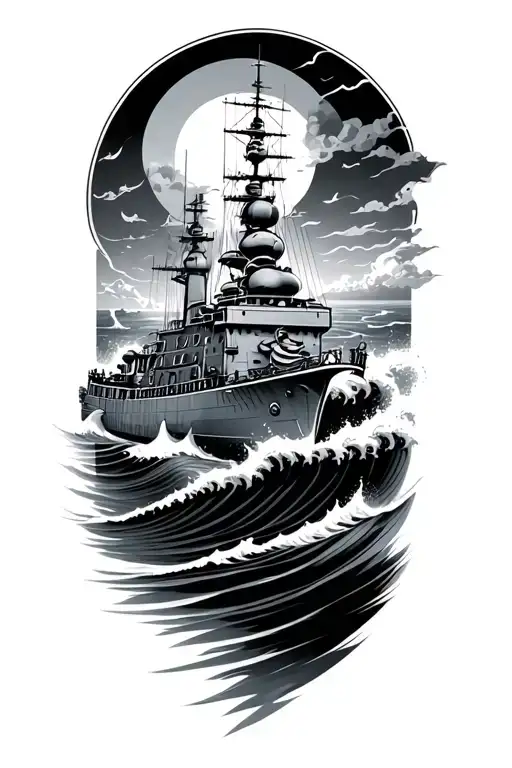 Battleship With Waves Flowing