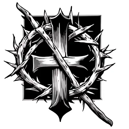 Cross With Crown Of Thorns