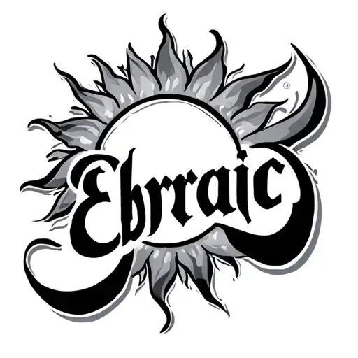 Stylized Sun And Ebraic Name Written Underneath