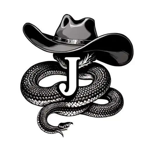 Letter J Thats A Snake Tattoo With Cowboy Hat