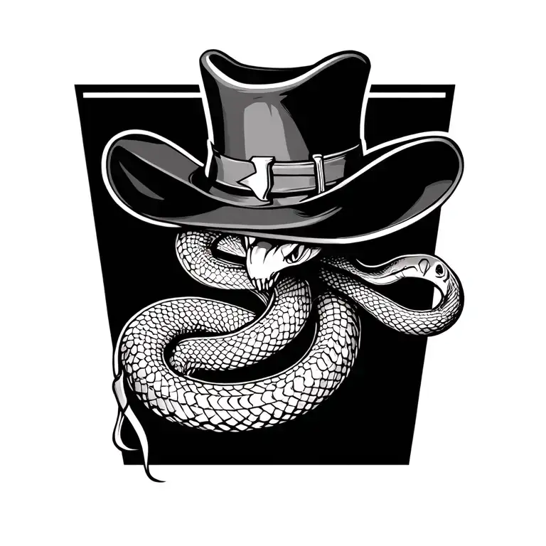 J Shaped Snake With Cowboy Hate On Top Hat