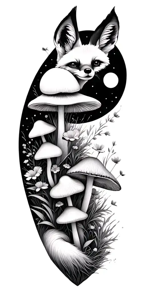 Fox Flowers Moon Mushrooms