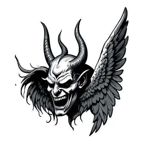 Devil Head With Angel Wings