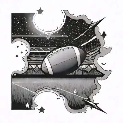 A Football Field At Night With Stars Twinkling In The Sky