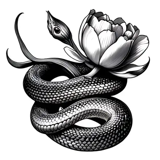 Snake Wrapped Around Tulip