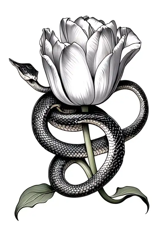 Snake Wrapped Around Tulip