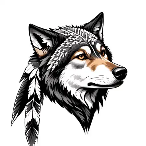 Native American Sleeve With Wolf