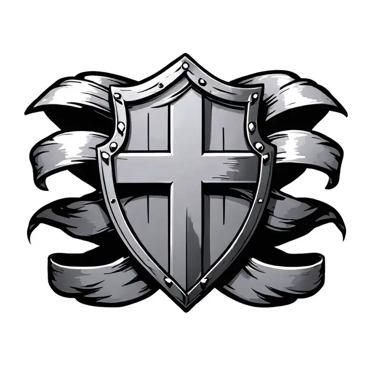 Shield Cross Ribbon Wrapped