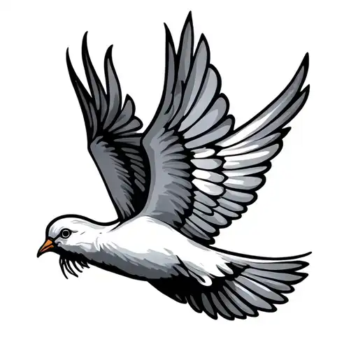 Dove Flying Away With A Pattern